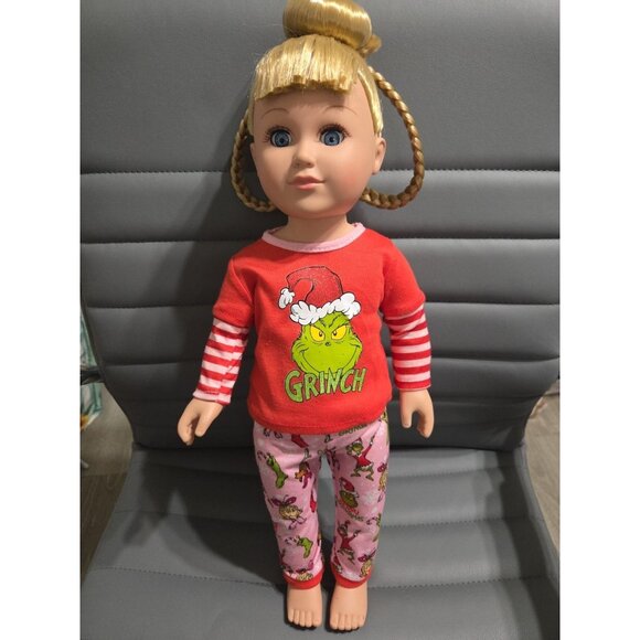My Life As Grinch Sleepover Doll Cindy Lou Who 18” Pajamas Pink Red Play Doll - Picture 1 of 3